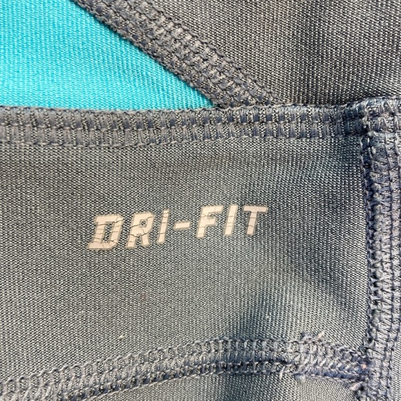 Nike Dri-fit Capri Running Pants size Small Gray & Blue, zip waistband pocket - Picture 7 of 12